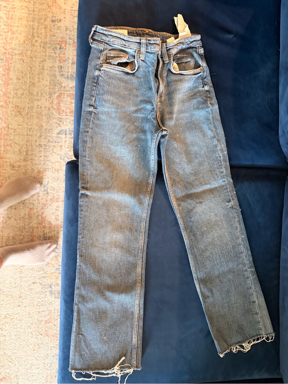Zara Straight-Leg Jeans in Faded Denim Blue